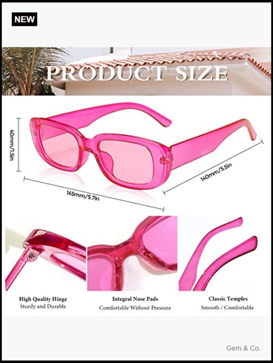 10 Pack Retro Rectangle Sunglasses UV400 Protection Unisex Adult main image 4